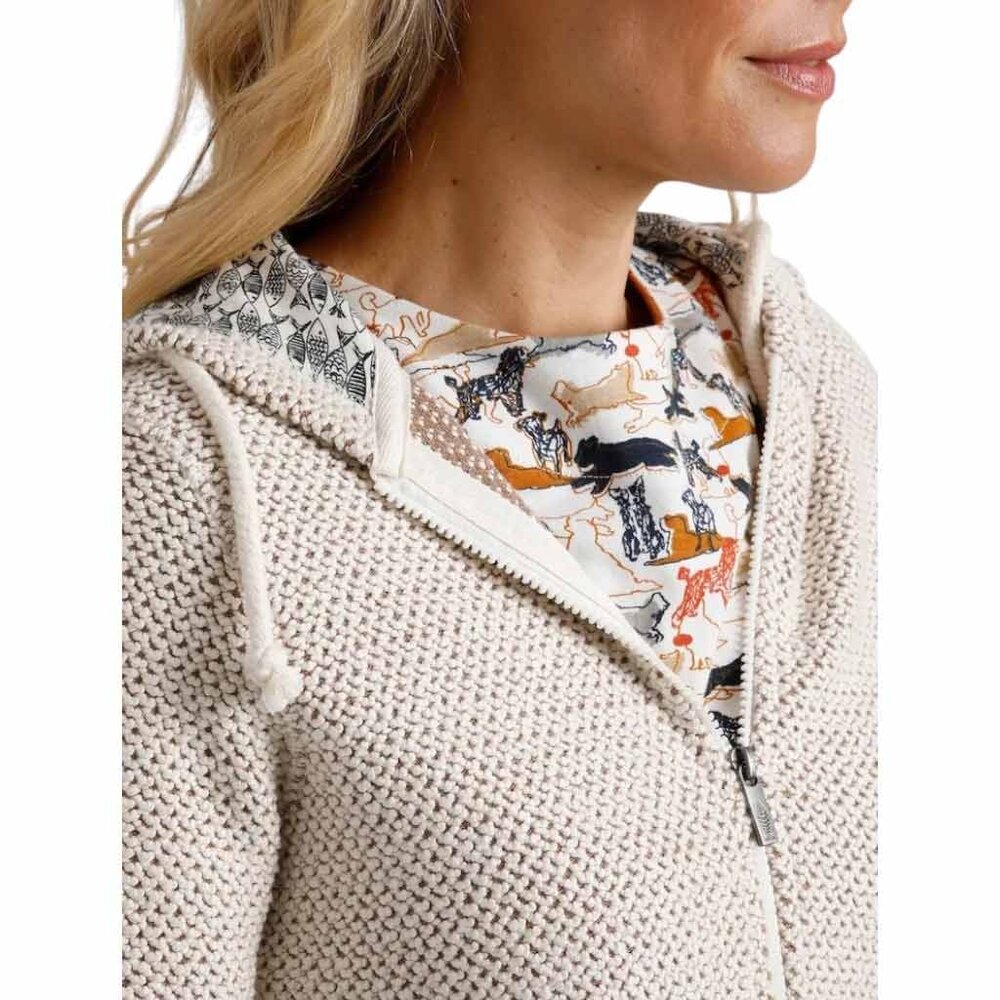 Weird Fish Chicoa Full Zip Macaroni Hoodie Ecru Vest Dames