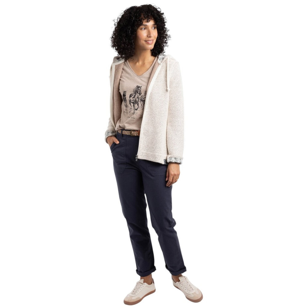 Weird Fish Chicoa Full Zip Macaroni Hoodie Ecru Vest Dames