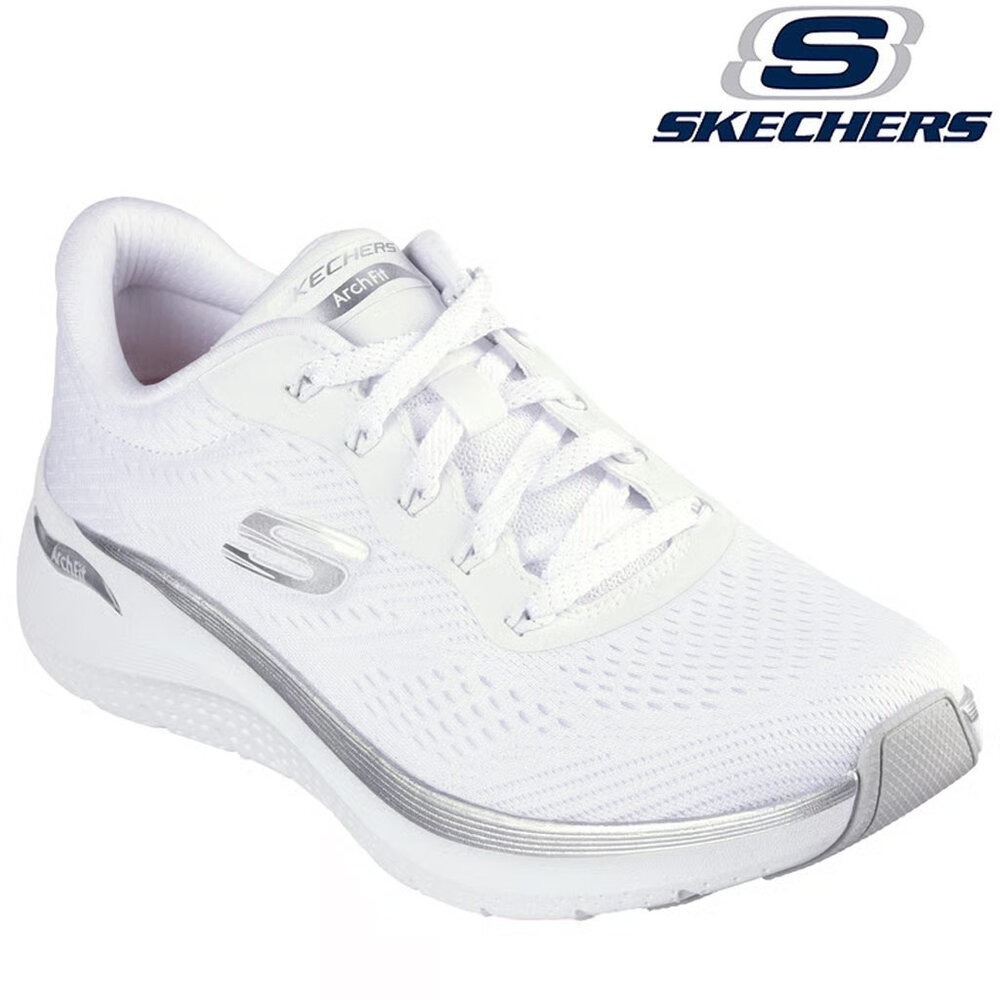Skechers Arch Fit 2.0 Glow White Silver Wandelsneakers Dames