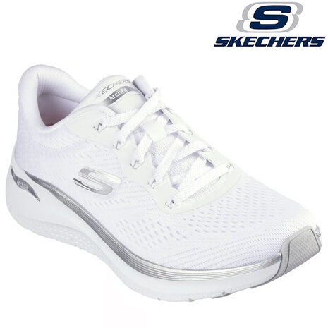 Skechers Arch Fit 2.0 Glow White Silver Wandelsneakers Dames