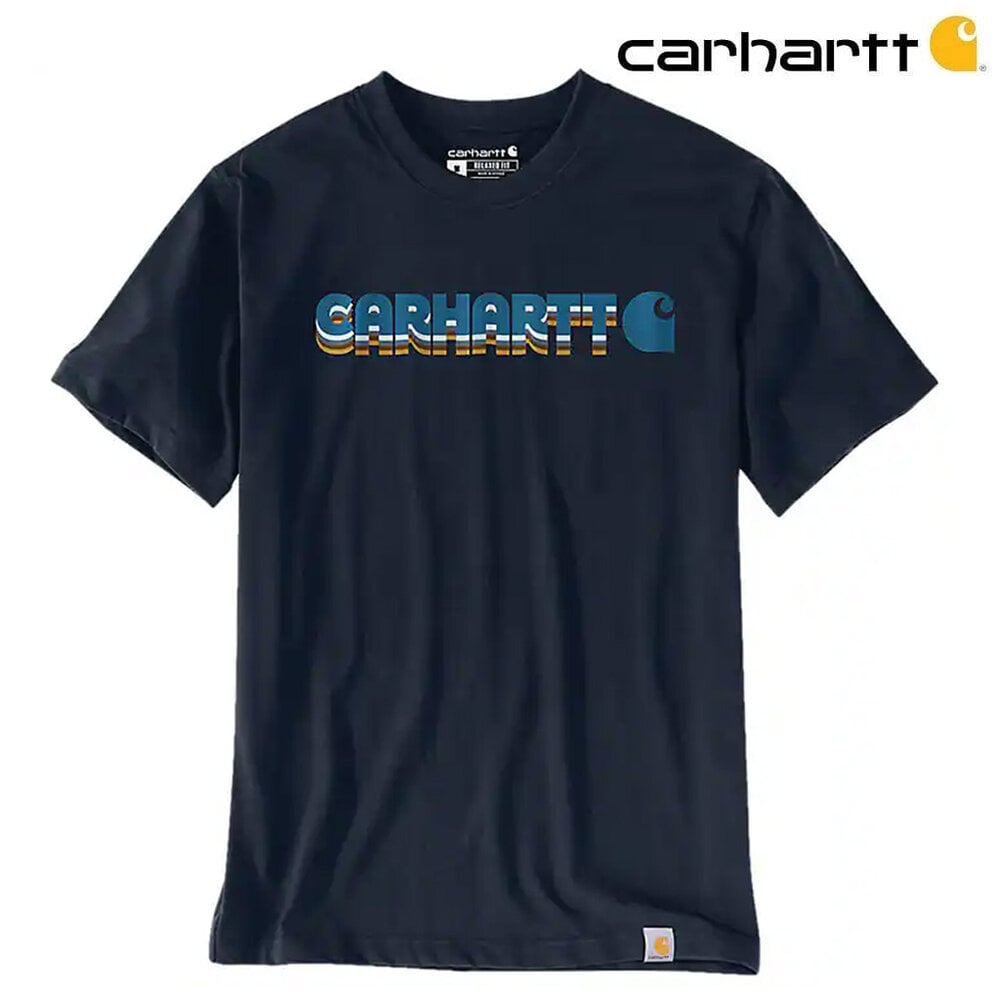 Carhartt Irvine Layered Logo Navy T-Shirt Heren