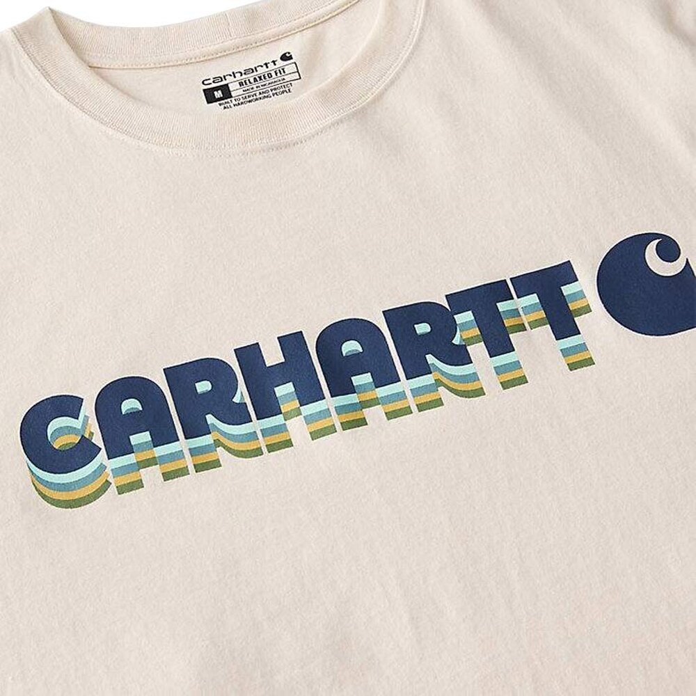 Carhartt Irvine Layered Logo Oat Milk T-Shirt Heren