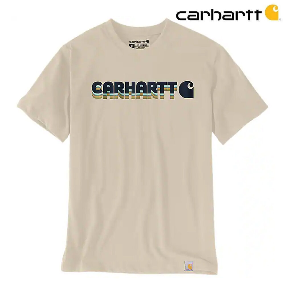 Carhartt Irvine Layered Logo Oat Milk T-Shirt Heren