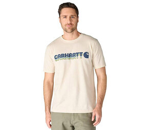 Carhartt Irvine Layered Logo Oat Milk T-Shirt Heren