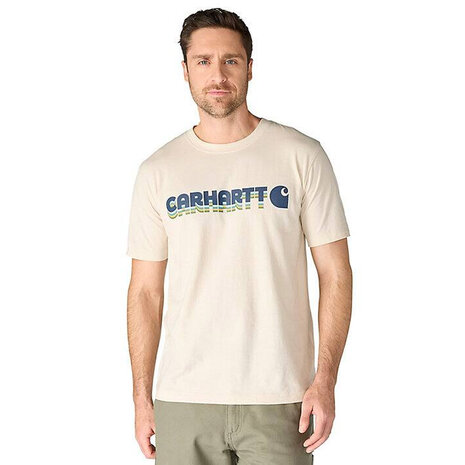 Carhartt Irvine Layered Logo Oat Milk T-Shirt Heren