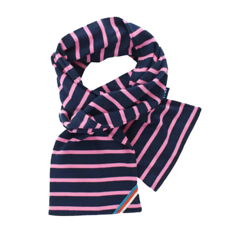 Breton Stripe Classic Maritiem Navy Fuchsia Katoenen Sjaal