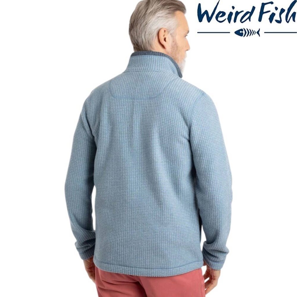 Weird Fish Shires Full Zip Grid Light Blue Fleece Vest Heren