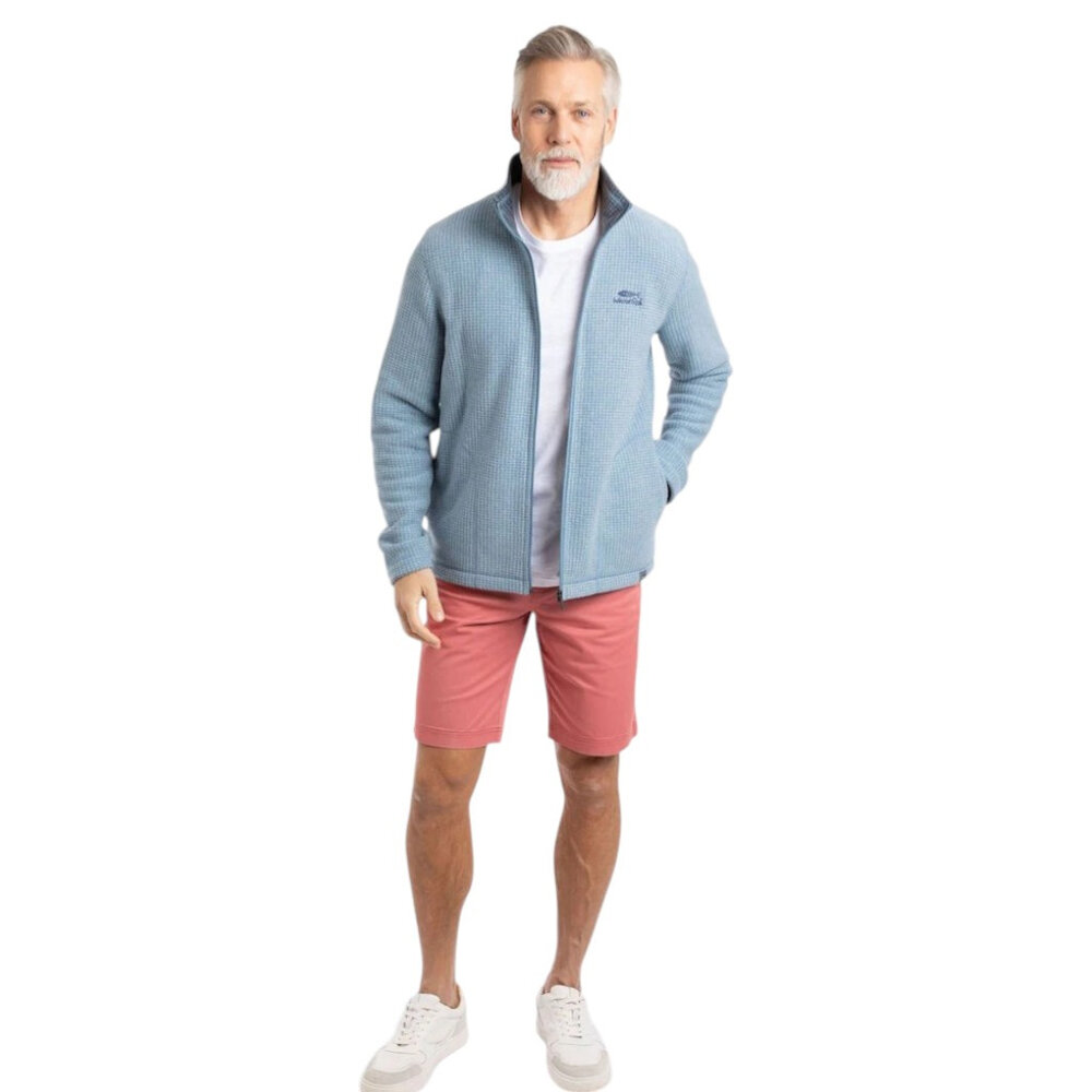 Weird Fish Shires Full Zip Grid Light Blue Fleece Vest Heren