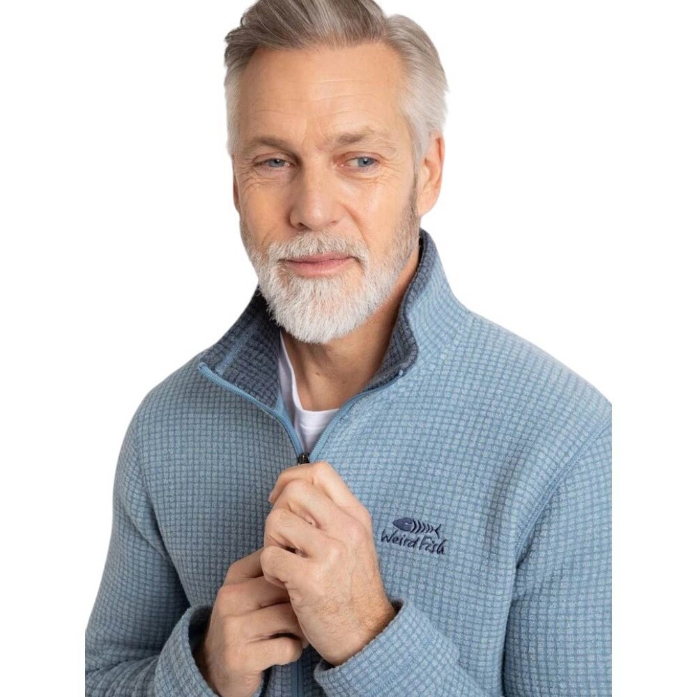 Weird Fish Shires Full Zip Grid Light Blue Fleece Vest Heren
