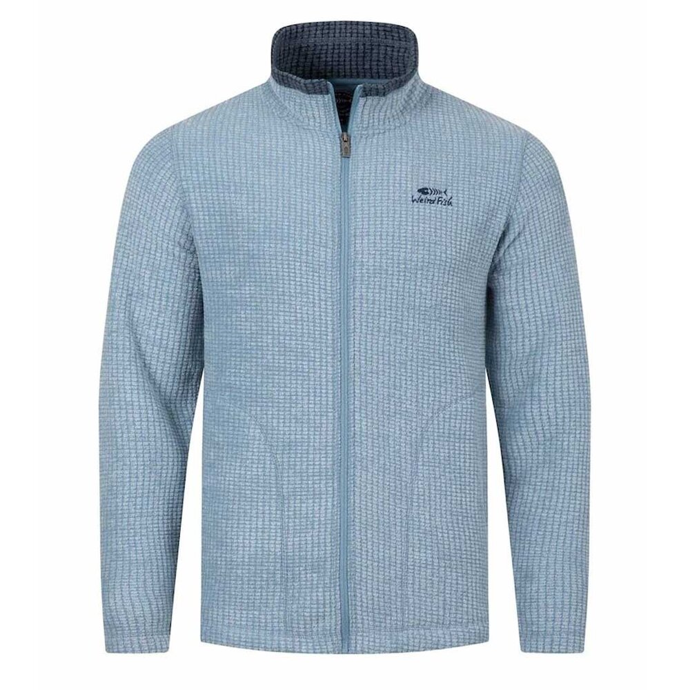 Weird Fish Shires Full Zip Grid Light Blue Fleece Vest Heren