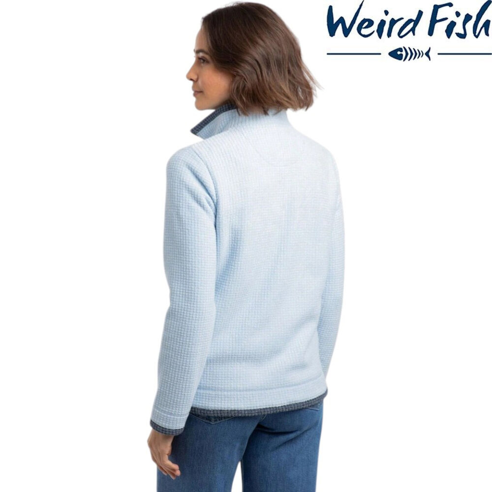 Weird Fish Ariana Full Zip Grid Cool Blue Fleece Vest Dames
