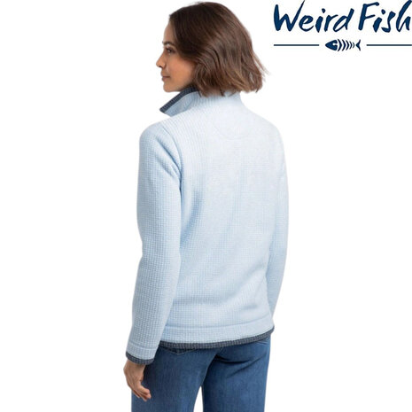 Weird Fish Ariana Full Zip Grid Cool Blue Fleece Vest Dames