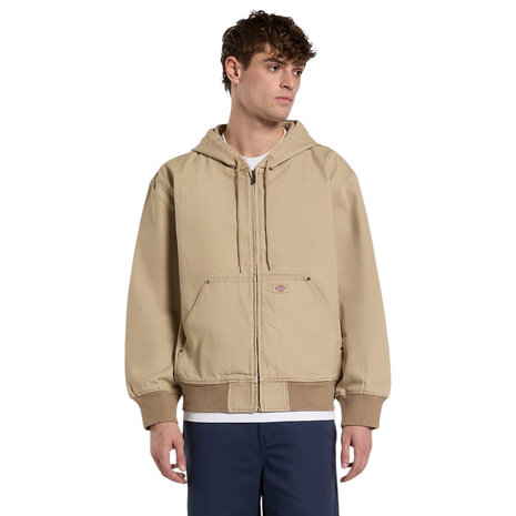Dickies Unlined Canvas Desert Sand Hooded Bomber Jack Heren