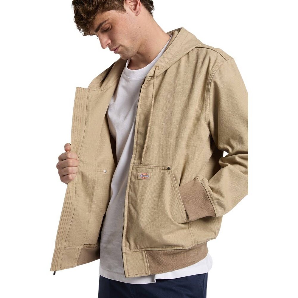 Dickies Unlined Canvas Desert Sand Hooded Bomber Jack Heren