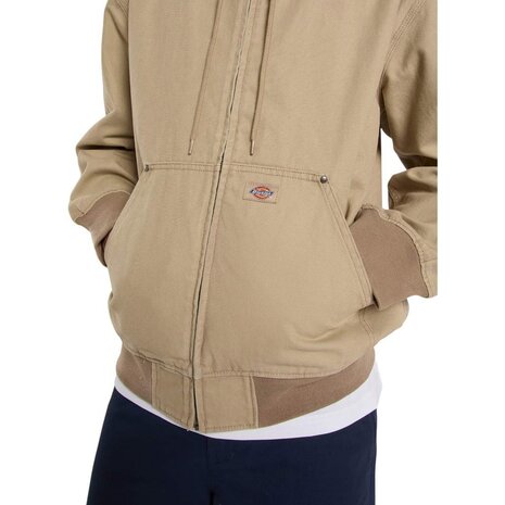 Dickies Unlined Canvas Desert Sand Hooded Bomber Jack Heren