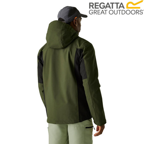 Regatta Birchdale Waterproof Dark Khaki Black Jas Heren