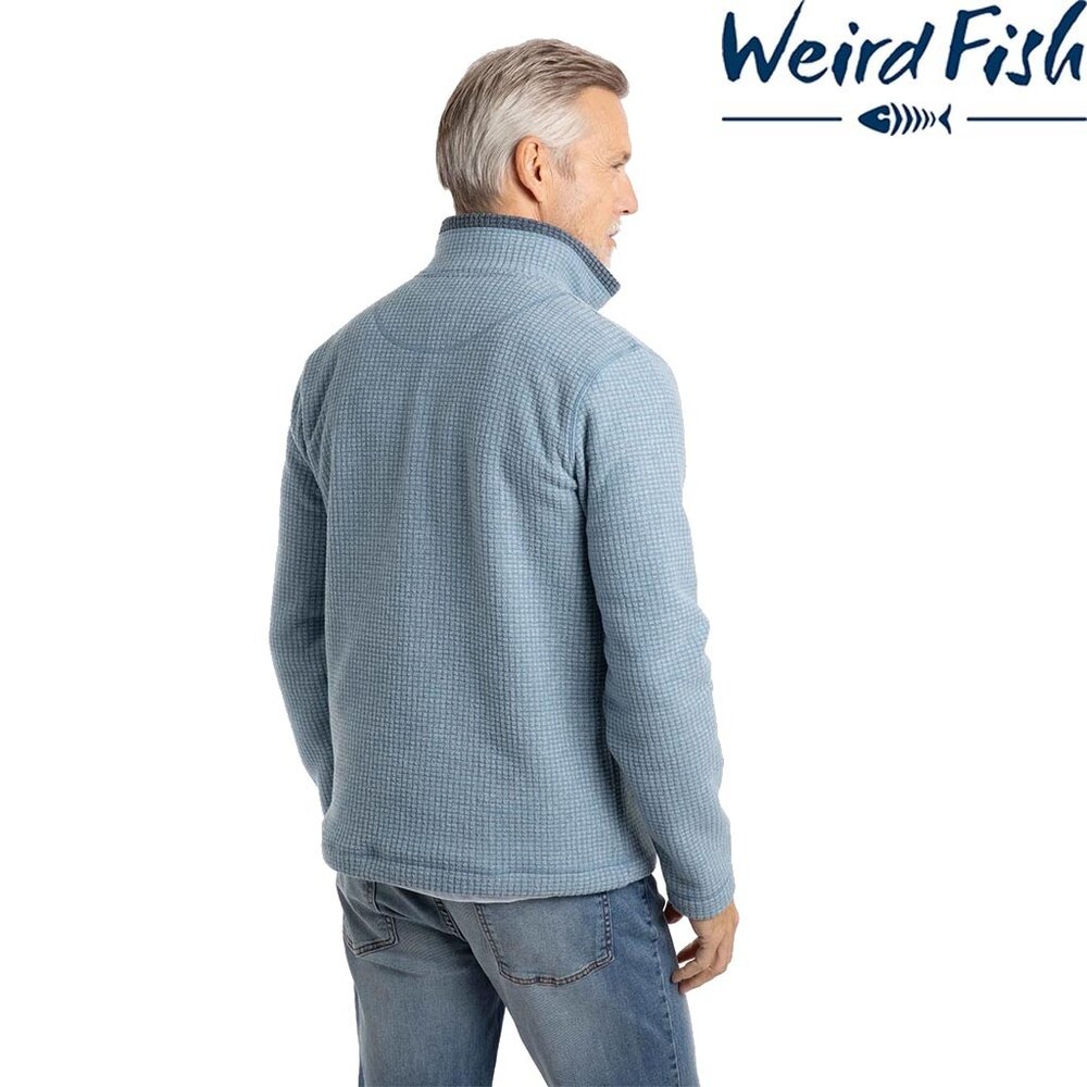 Weird Fish Newark 1/4 Zip Grid Light Blue Fleece Trui Heren
