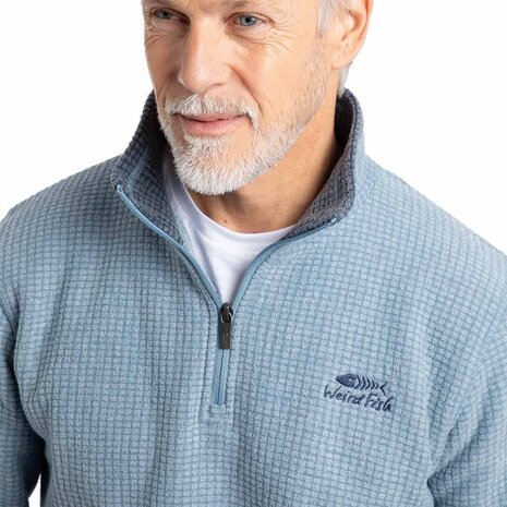 Weird Fish Newark 1/4 Zip Grid Light Blue Fleece Trui Heren