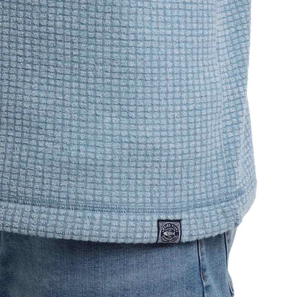 Weird Fish Newark 1/4 Zip Grid Light Blue Fleece Trui Heren