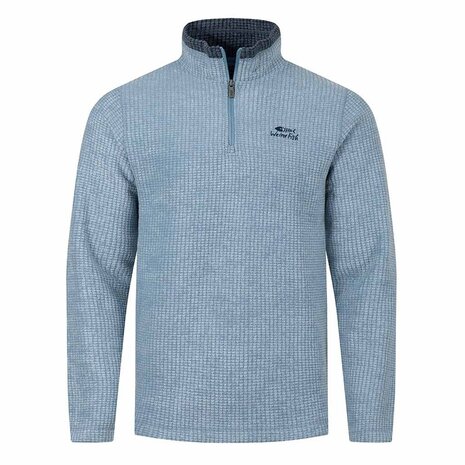 Weird Fish Newark 1/4 Zip Grid Light Blue Fleece Trui Heren