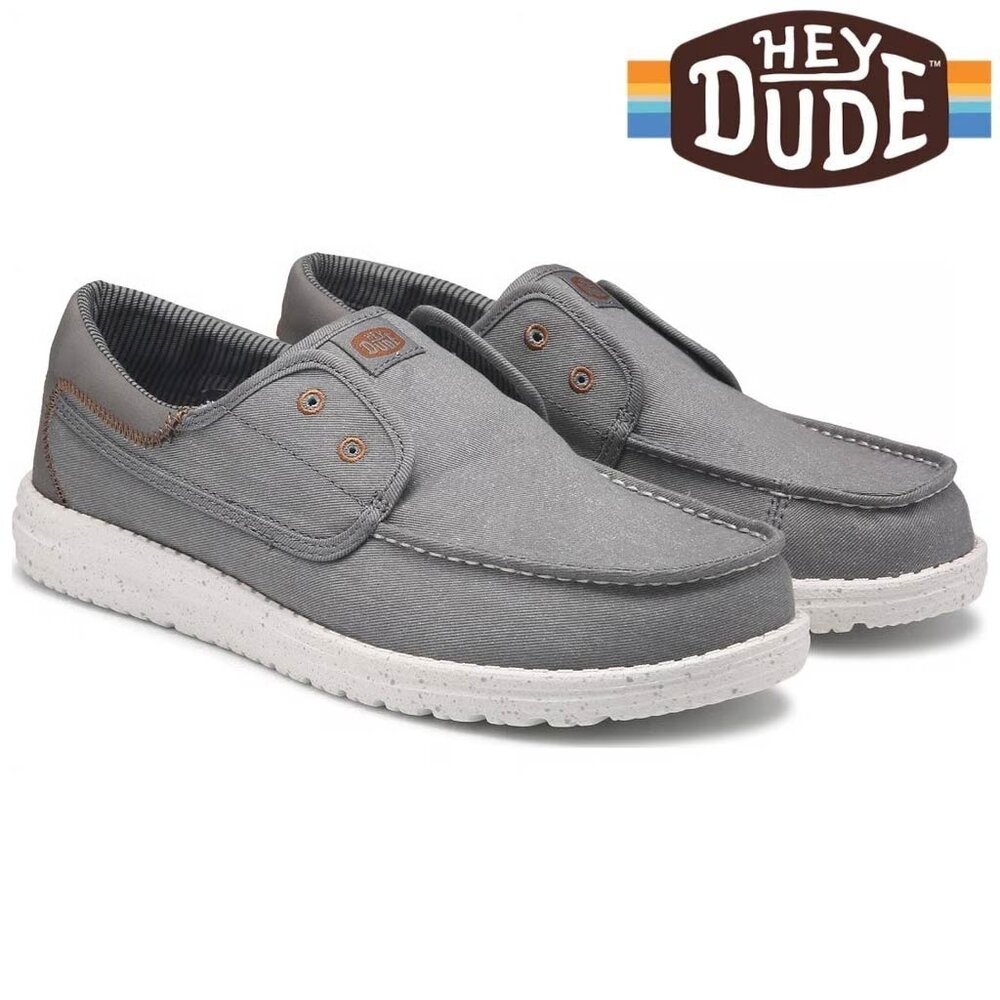 Hey Dude Wally Cru Stretch Canvas Flannel Grey Multi Instappers Heren