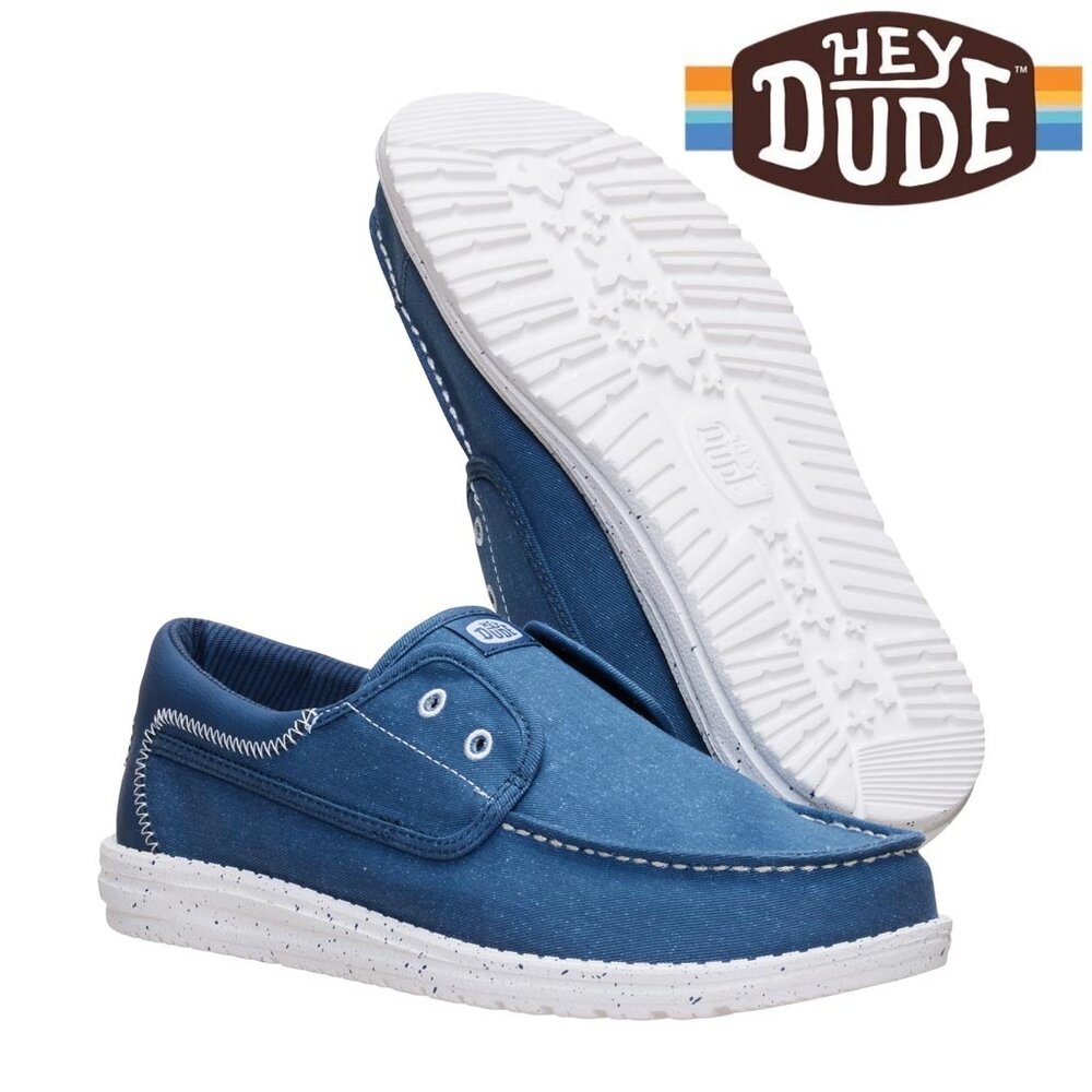 Hey Dude Wally Cru Stretch Canvas Ensign Blue Multi Instappers Heren