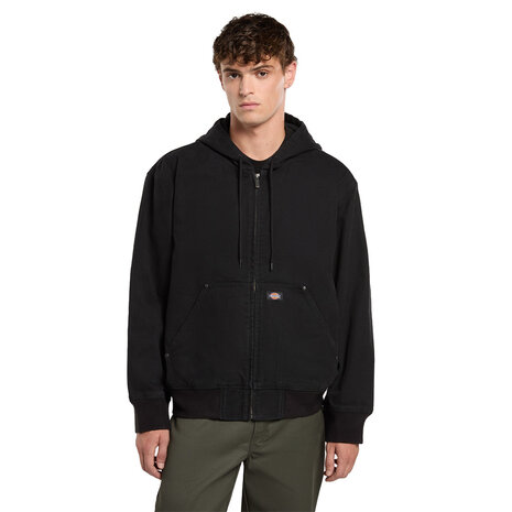Dickies Unlined Canvas Zwart Hooded Bomber Jack Heren