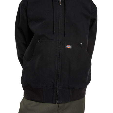 Dickies Unlined Canvas Zwart Hooded Bomber Jack Heren