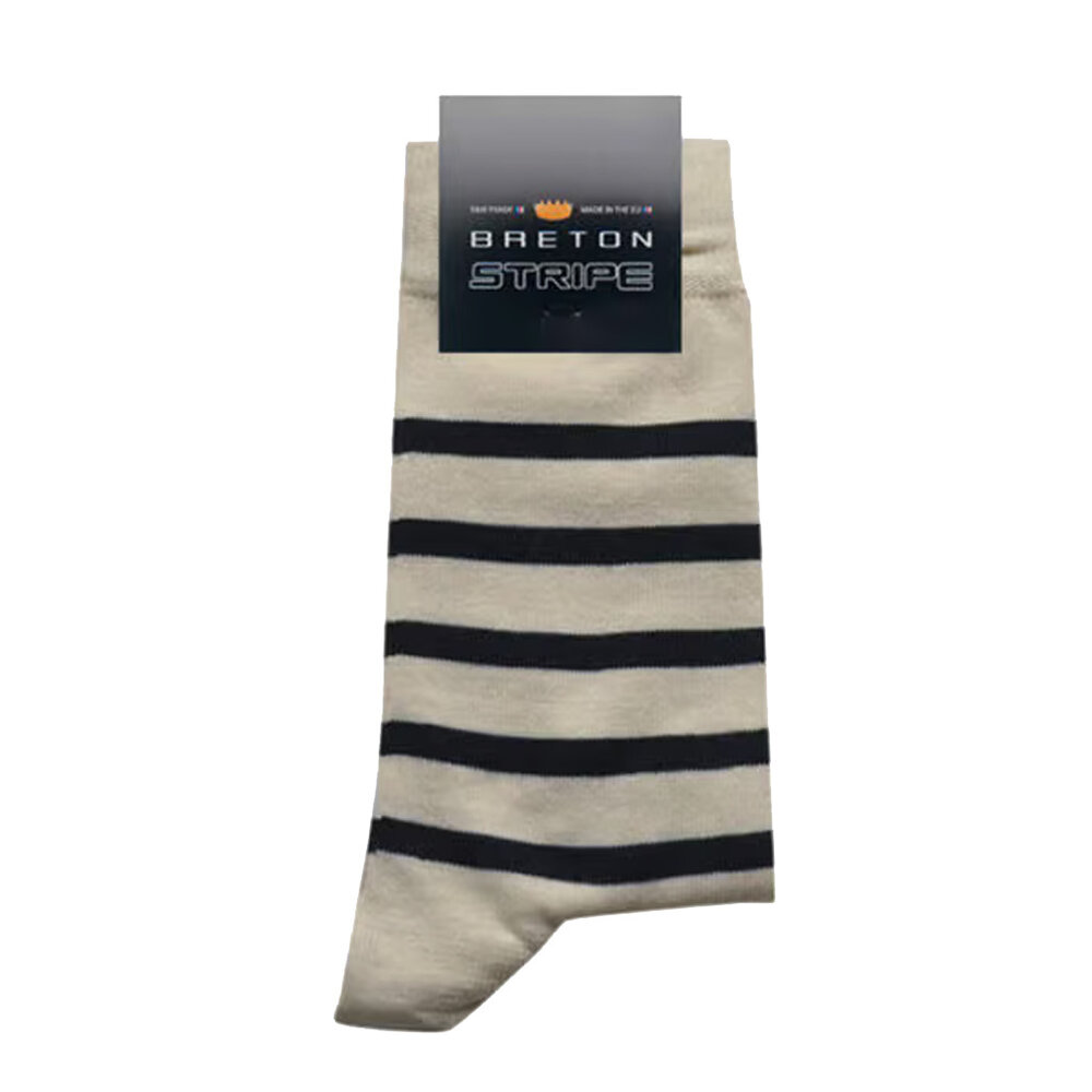 Breton Stripe Natural Navy Gestreepte Sokken