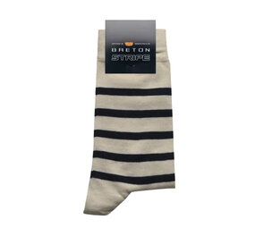 Breton Stripe Natural Navy Gestreepte Sokken