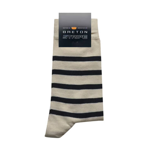 Breton Stripe Natural Navy Gestreepte Sokken