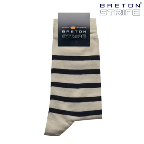 Breton Stripe Natural Navy Gestreepte Sokken