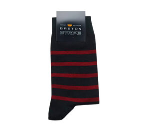 Breton Stripe Navy Bordeaux Gestreepte Sokken Breton Stripe Navy Bordeaux Gestreepte Sokken