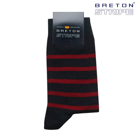 Breton Stripe Navy Bordeaux Gestreepte Sokken Breton Stripe Navy Bordeaux Gestreepte Sokken