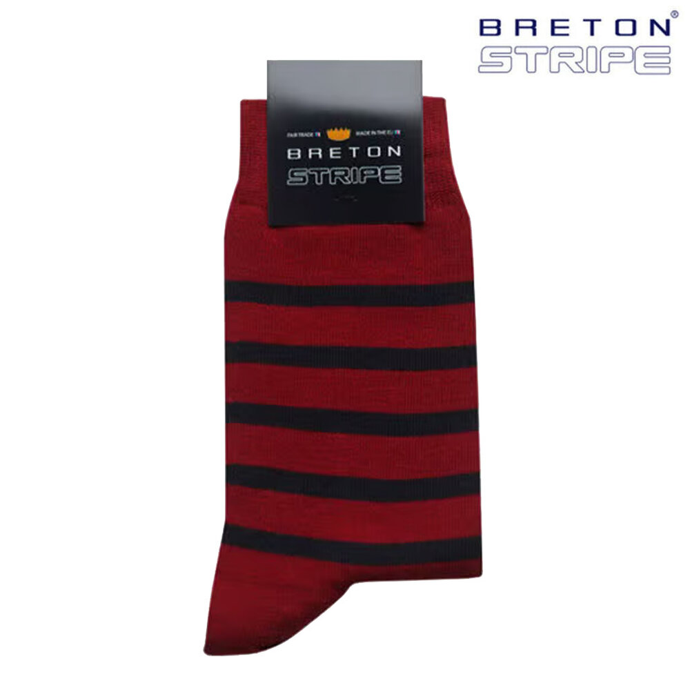 Breton Stripe Bordeaux Navy Gestreepte Sokken