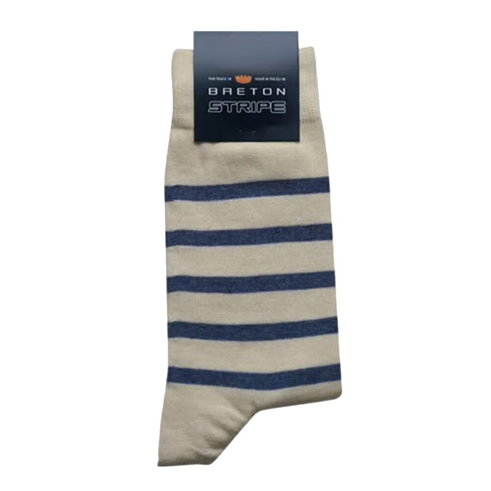 Breton Stripe Natural Jeans Gestreepte Sokken Breton Stripe Natural Jeans Gestreepte Sokken