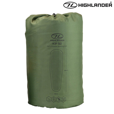 Highlander 50mm Olive Zelfopblazende Slaapmat Highlander 50mm Olive Zelfopblazende Slaapmat
