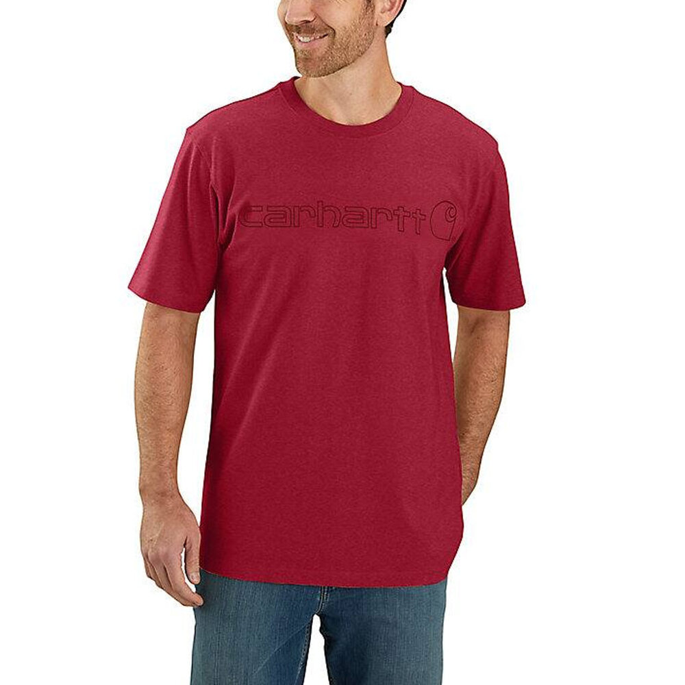 Carhartt Dearborn Logo Shortsleeve Industry Red T-Shirt Heren Carhartt Dearborn Logo Shortsleeve Industry Red T-Shirt Heren