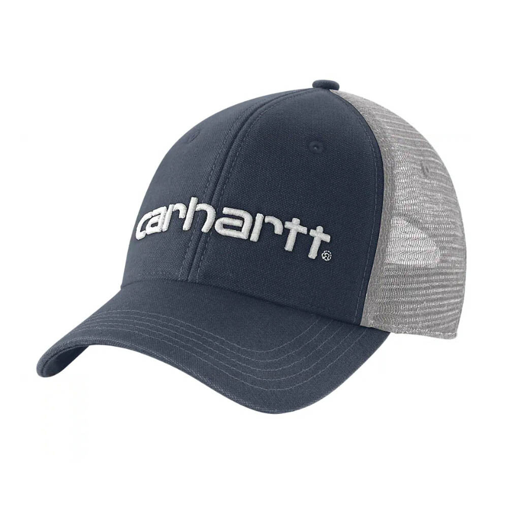 Carhartt Canvas Mesh Logo Graphic Navy White Cap Carhartt Canvas Mesh Logo Graphic Navy White Cap