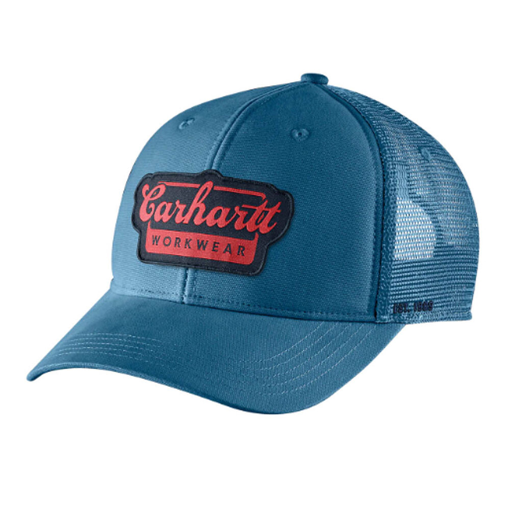 Carhartt Rugged Flex Twill Mesh Script Patch Dark Tranquil Blue Cap Carhartt Rugged Flex Twill Mesh Script Patch Dark Tranquil Blue Cap