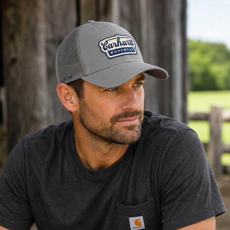 Carhartt Rugged Flex Twill Mesh Script Patch Steel Cap Carhartt Rugged Flex Twill Mesh Script Patch Steel Cap
