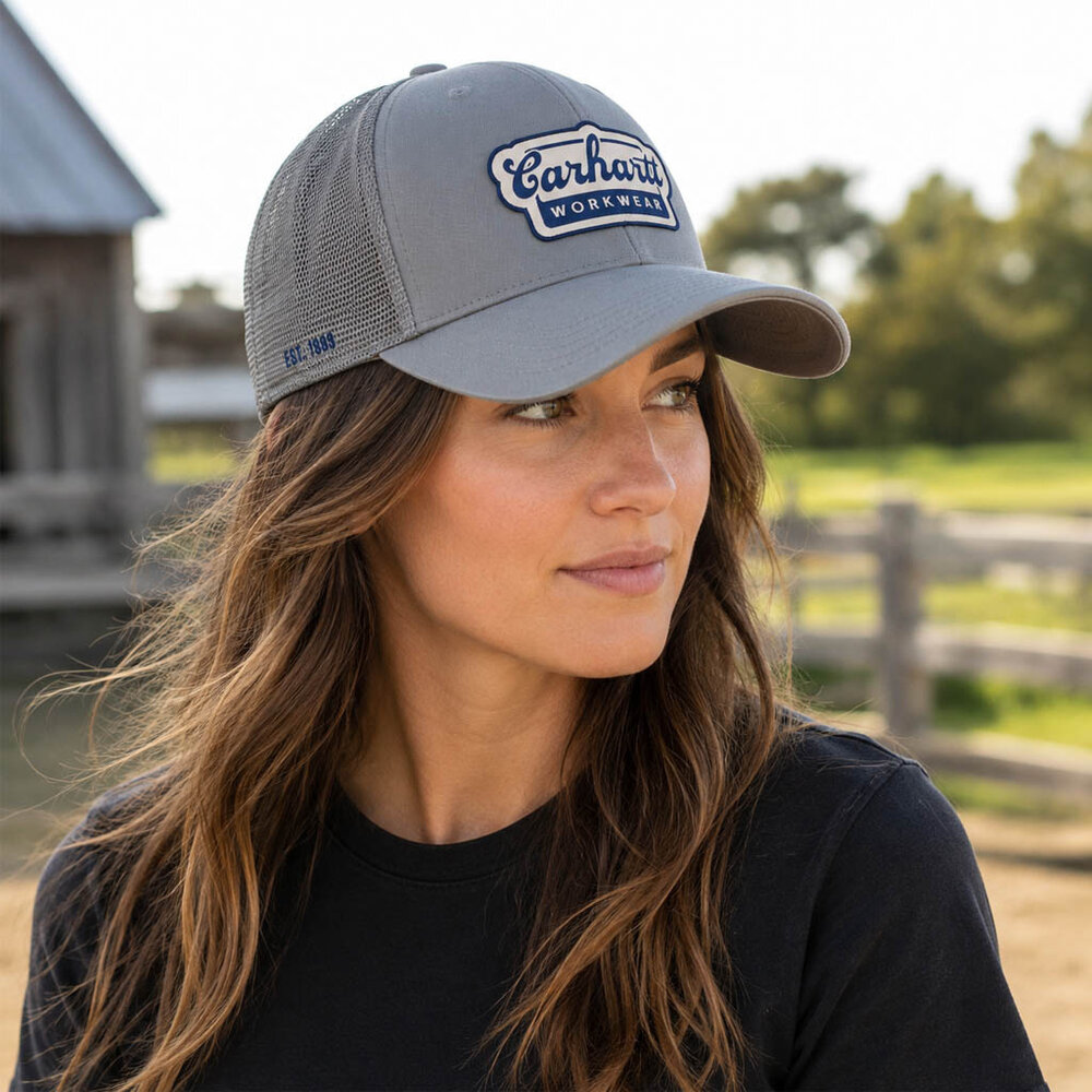 Carhartt Rugged Flex Twill Mesh Script Patch Steel Cap Carhartt Rugged Flex Twill Mesh Script Patch Steel Cap