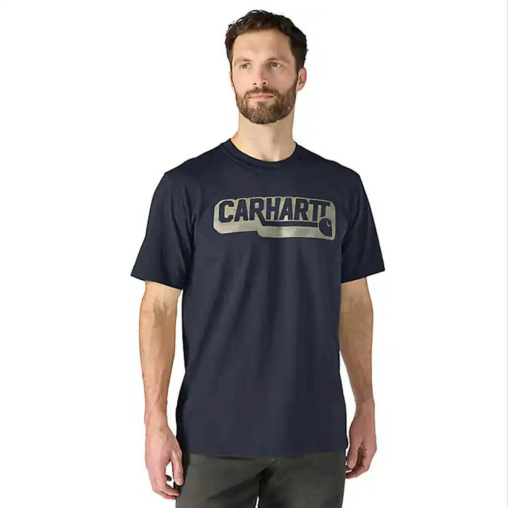 Carhartt Irvine Relaxed Camo Logo Navy T-Shirt Heren Carhartt Irvine Relaxed Camo Logo Navy T-Shirt Heren