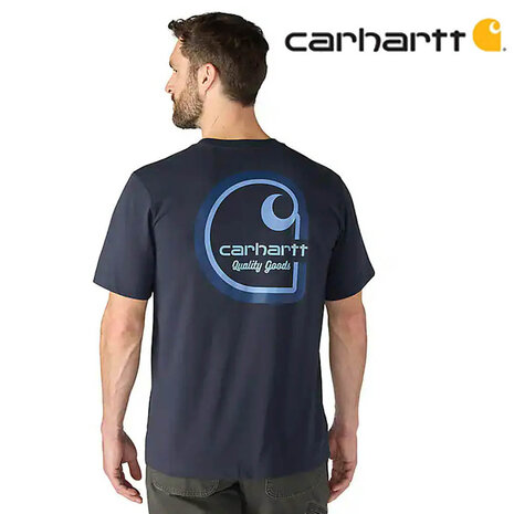 Carhartt Irvine Relaxed Multicolor Logo Navy T-Shirt Heren Carhartt Irvine Relaxed Multicolor Logo Navy T-Shirt Heren