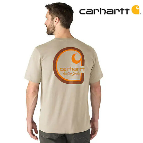 Carhartt Irvine Relaxed Multicolor Logo Oat Milk T-Shirt Heren Carhartt Irvine Relaxed Multicolor Logo Oat Milk T-Shirt Heren