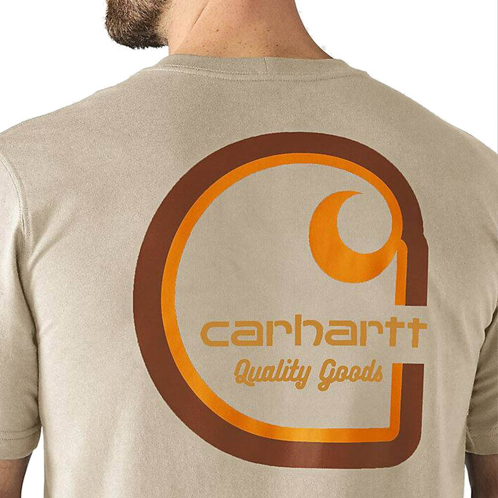 Carhartt Irvine Relaxed Multicolor Logo Oat Milk T-Shirt Heren Carhartt Irvine Relaxed Multicolor Logo Oat Milk T-Shirt Heren
