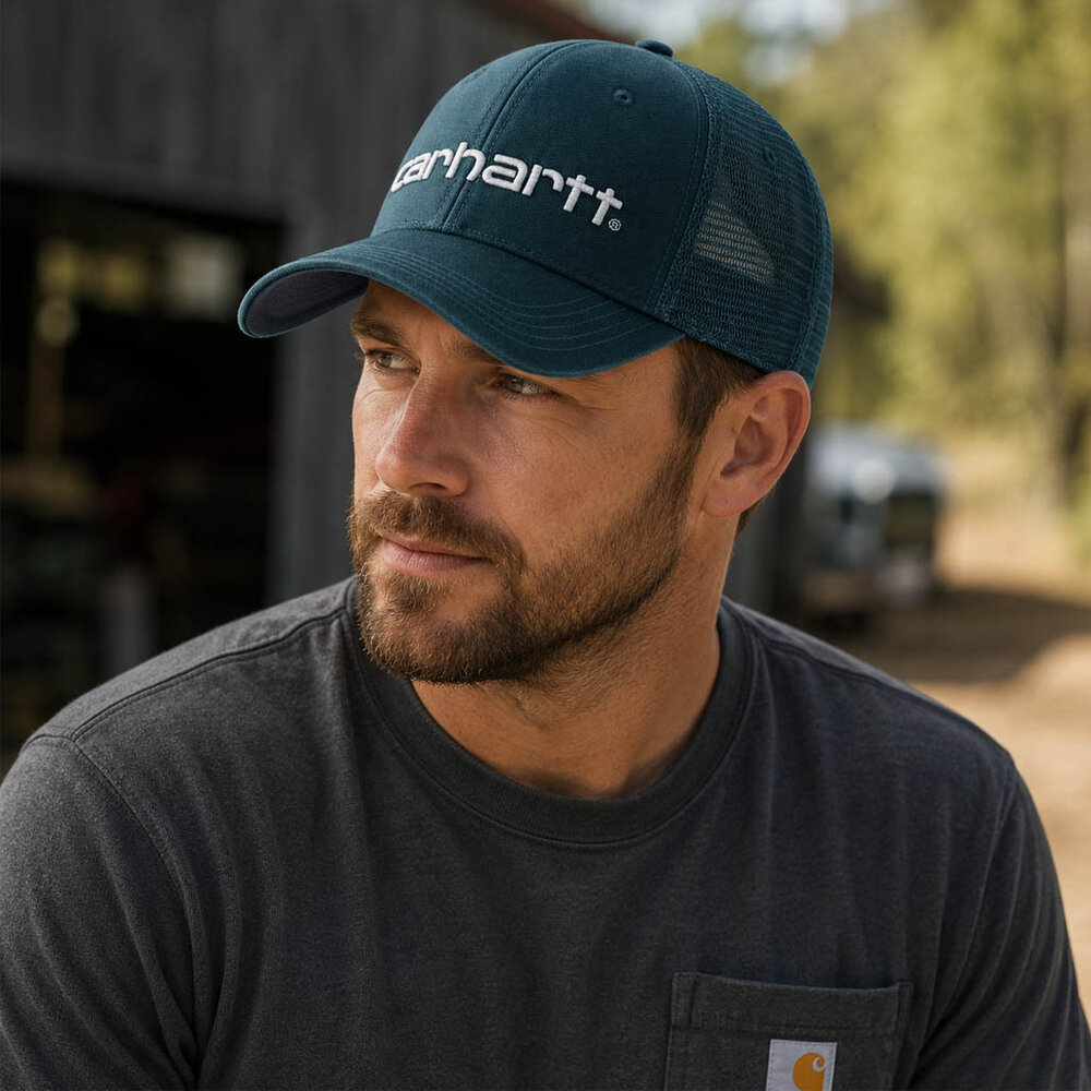Carhartt Canvas Mesh Logo Graphic  Dark Harbor Teal Cap