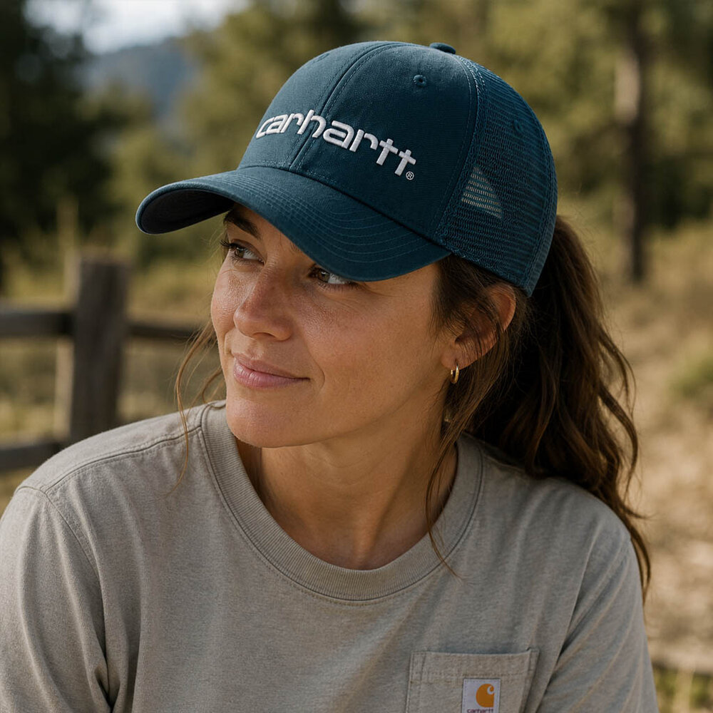 Carhartt Canvas Mesh Logo Graphic  Dark Harbor Teal Cap