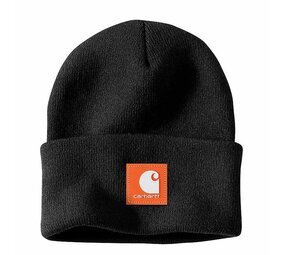 Carhartt Rubber Patch Watch Hat Black/Worksite Orange Beanie