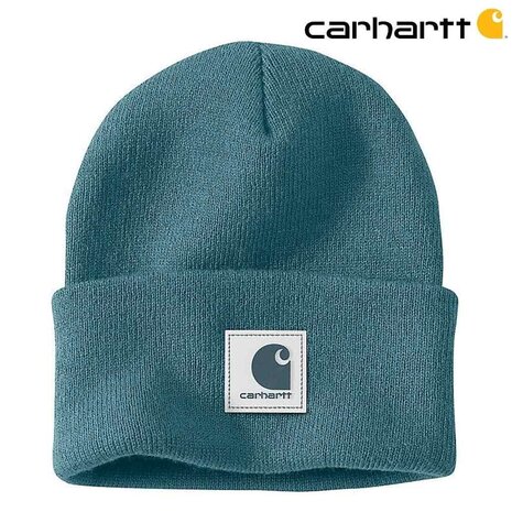 Carhartt Rubber Patch Watch Hat Harbor Teal Beanie Carhartt Rubber Patch Watch Hat Harbor Teal Beanie